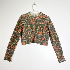 Zara floral knit cropped sweater